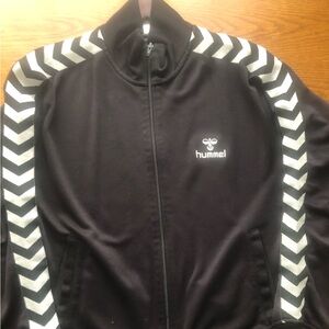Preowned classic Hummel XXL athletic jacket. Black and white sweat jacket